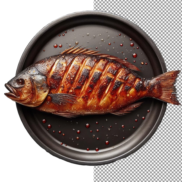 PSD elegant grilled fish served on a dish png