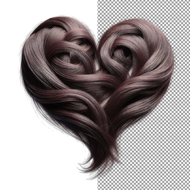 PSD elegant hair styled in a heart shape png