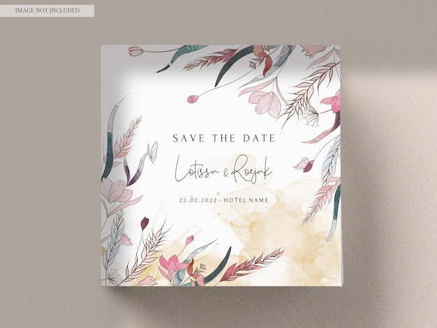 elegant hand drawn floral wedding invitation with watercolor