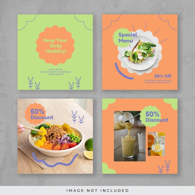 PSD elegant healthy food carousel instagram post