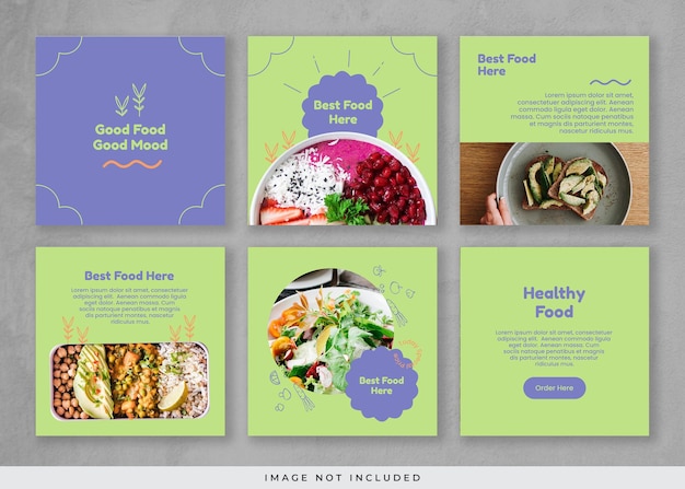 PSD elegant healthy food carousel instagram post