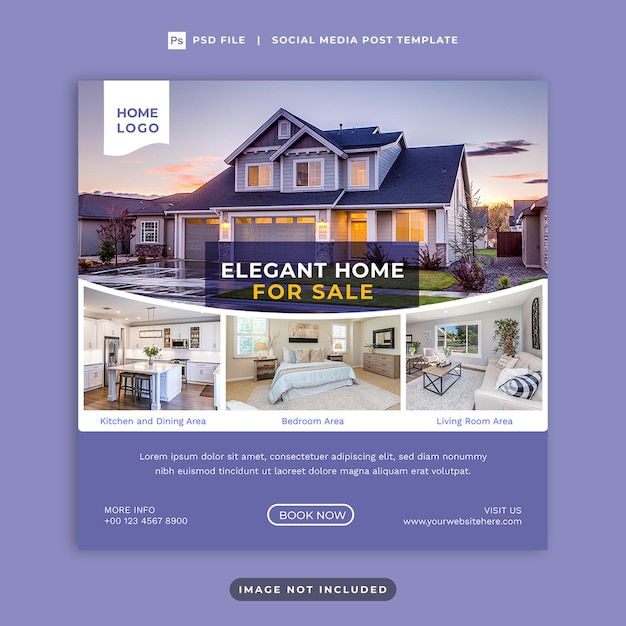 PSD elegant home for sale instagram post template