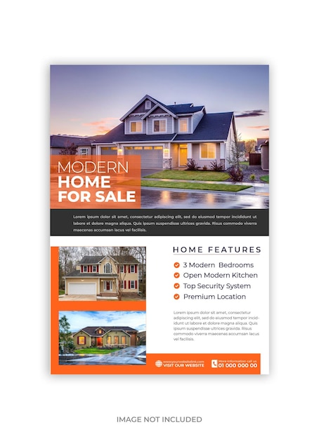 PSD elegant home for sale real estate flyer design template