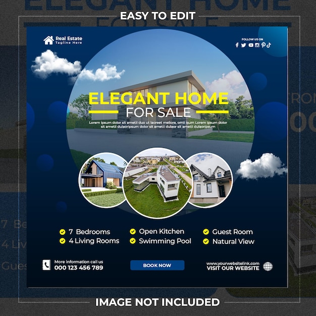 PSD elegant home for sale social media template