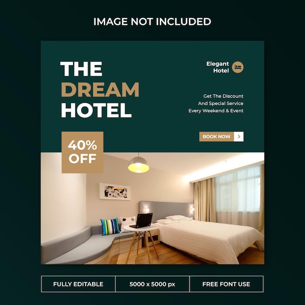 PSD elegant hotel instagram post social media template