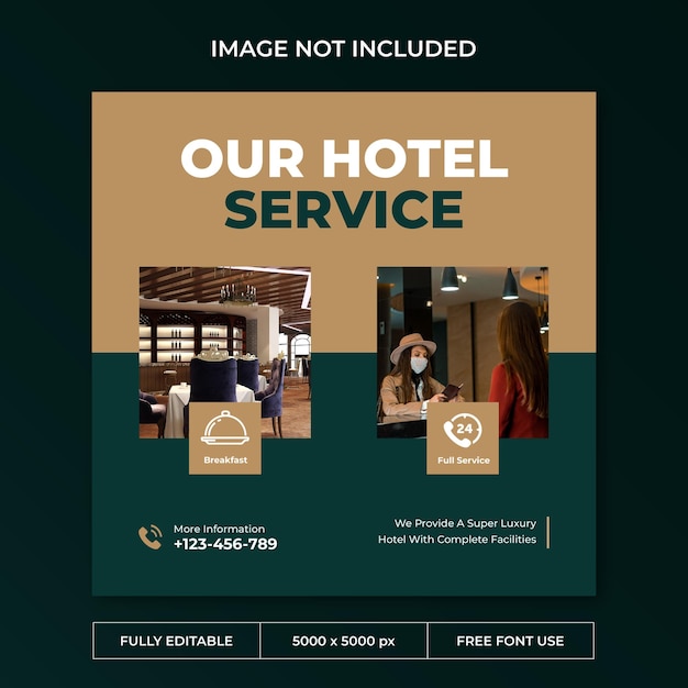 Modello di social media post instagram hotel elegante