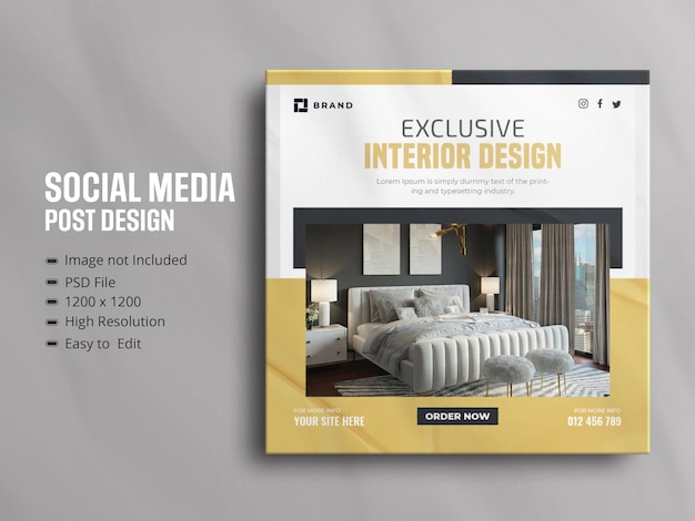 PSD elegant interieurmeubilair instagramverhaal en postsjabloon voor sociale media