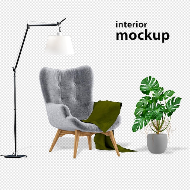 Elegant interior mockup 3d rendering