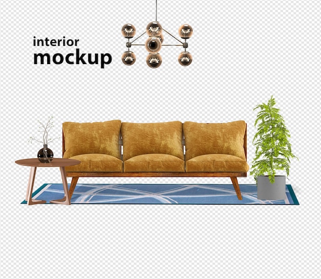 Elegant interior mockup 3d rendering