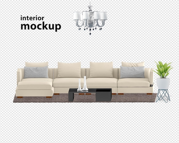 Elegant interior mockup 3d rendering