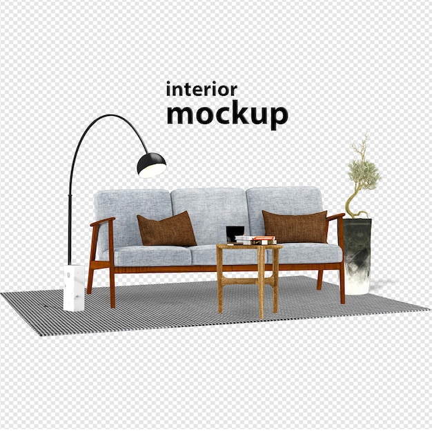 Elegant interior mockup 3d rendering