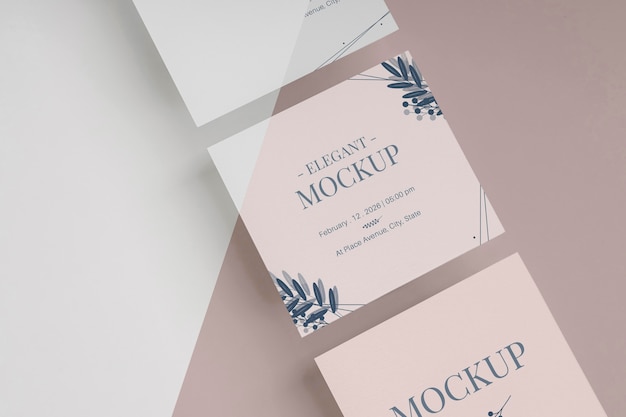 PSD elegant invitation mock-up assortment