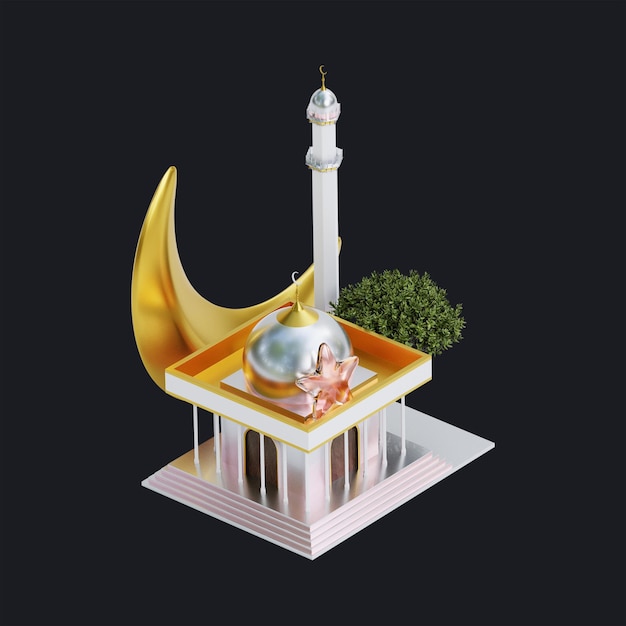 PSD elegant islamic new year creative composition 3d illustration