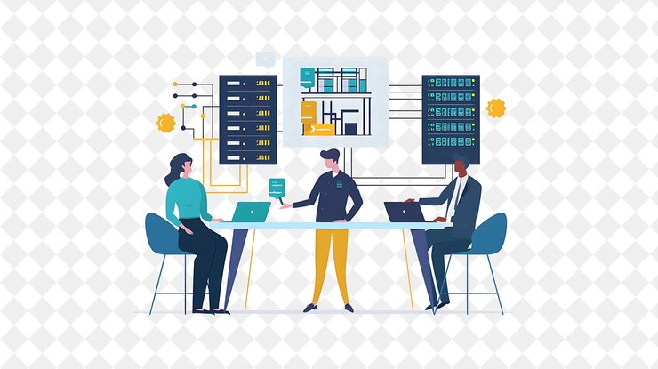 PSD elegant it consultant with characters consulting and providi png people in daily work illustration