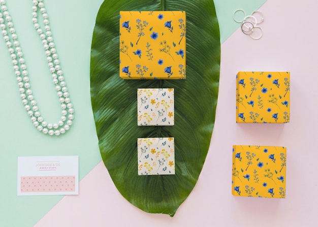 elegant jewelry and packaging mockup