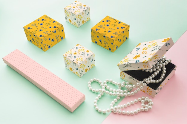 elegant jewelry and packaging mockup
