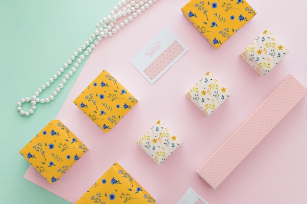 elegant jewelry and packaging mockup