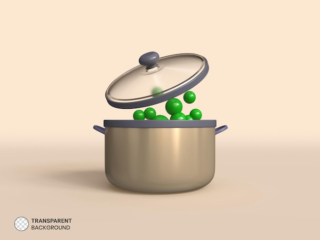 Elegant kookpot pictogram geïsoleerde 3d render illustration