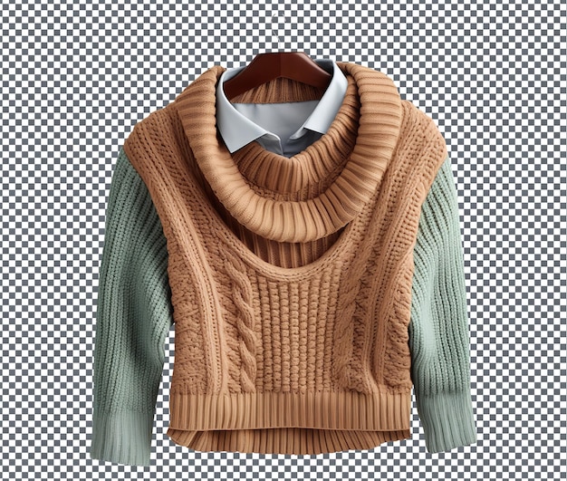 Элегантный слоистый вид свитера, изолированного на прозрачном фоне