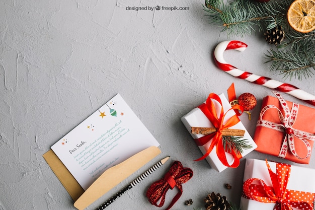 PSD elegant letter mockup with christmas design