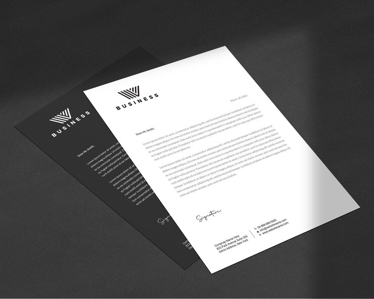 Elegant letterhead and flyer mockup