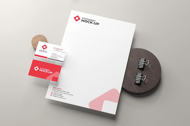 Elegant Letterhead with Business Card Stationery PSD Mockup