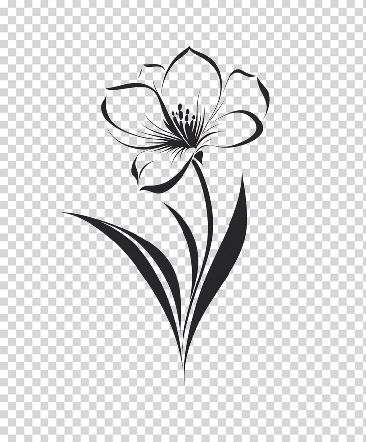 PSD elegant line art floral design