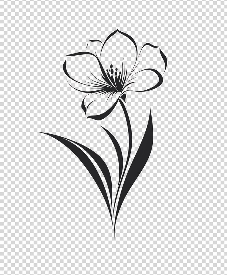 PSD elegant line art floral design