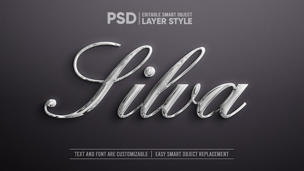 PSD elegant liquid silver metallic smart object layer effect