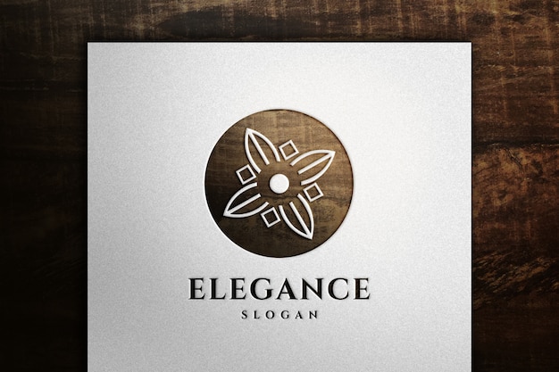 PSD elegant logo mockup on paper