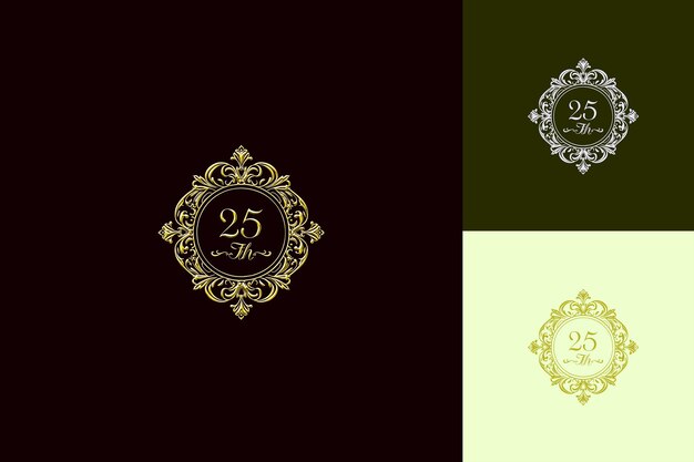 Elegant Logo With Text 25Th Emblem Logo With a Circular Fram Vector Abstract Design Collections