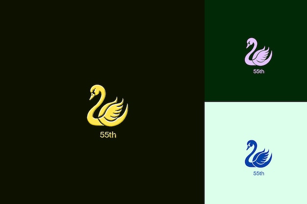 Elegant Logo With Text 55Th Emblem Logo With a Swan Shape an Vector Abstract Design Collections