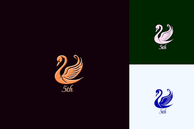 Elegant Logo With Text 55Th Emblem Logo With a Swan Shape an Vector Abstract Design Collections