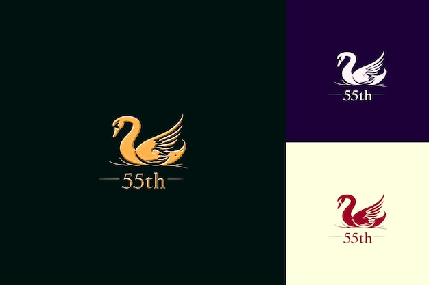 Elegant Logo With Text 55Th Emblem Logo With a Swan Shape an Vector Abstract Design Collections