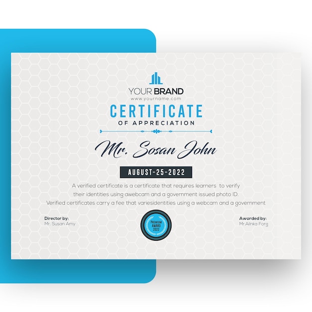 Elegant luxury certificate achievement template design