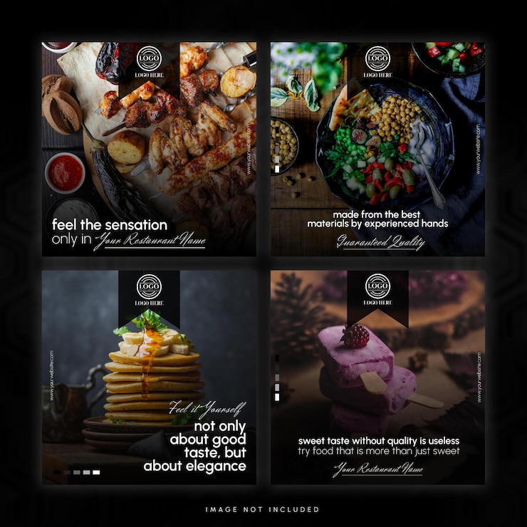 PSD elegant luxury food social media post bundle