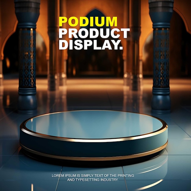 PSD elegant and luxury podium stage product display mockup for show product presentation