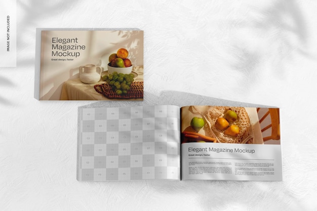 PSD elegant magazines mockup top view