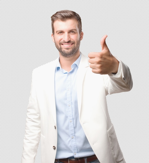 PSD elegant man showing thumbs up