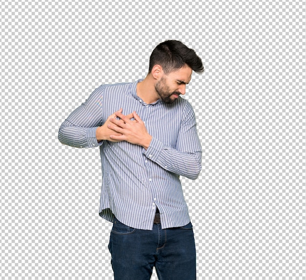 PSD elegant man with shirt having a pain in the heart