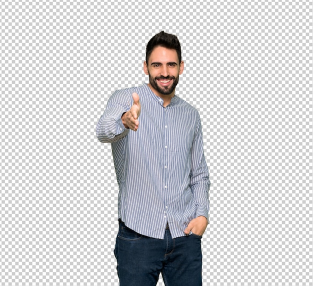 elegant man with shirt shaking hands for closing a good deal