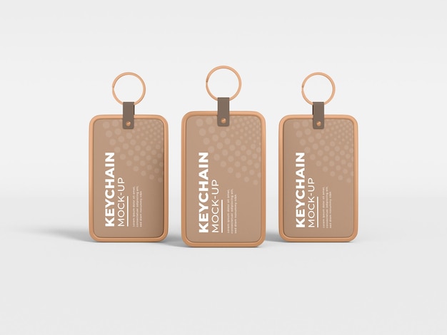 Elegant metal border leather keychain mockup