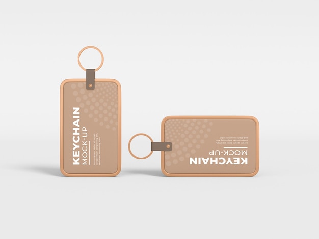 Elegant metal border leather keychain mockup