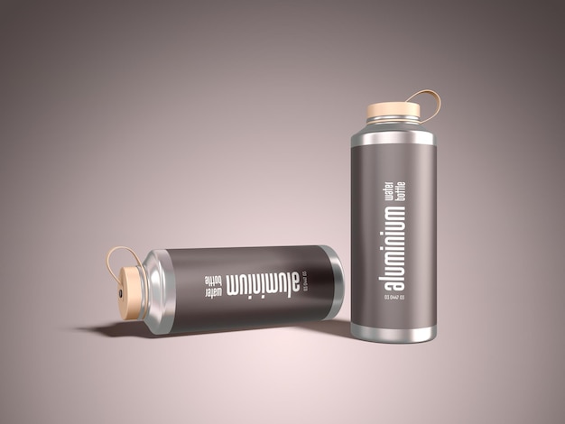 Elegant metal thermal water bottle branding mockup