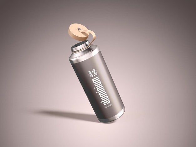 Elegant metal thermal water bottle branding mockup
