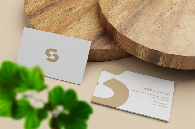 Elegant and minimal business card stack mockup 