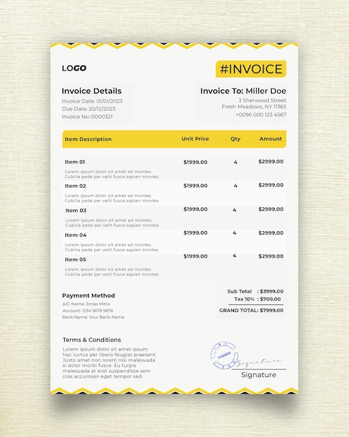 elegant modern business invoice design