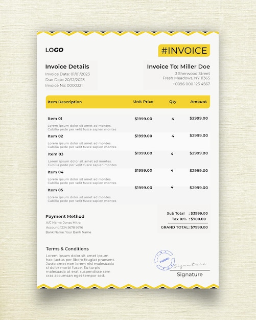 PSD elegant modern business invoice design