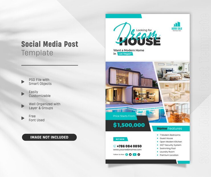  Elegant modern dream house real estate home sale instagram and facebook story template