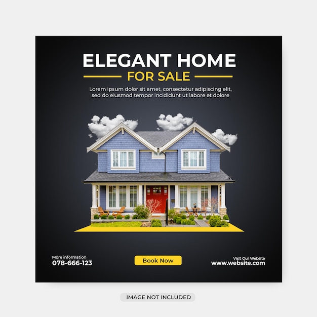 PSD elegant modern home services social media post design template